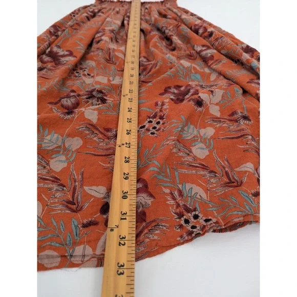 Natural Life Boho Smocked Waist Maxi Skirt Floral Print Brown Orange Women's M - Picture 4 of 7